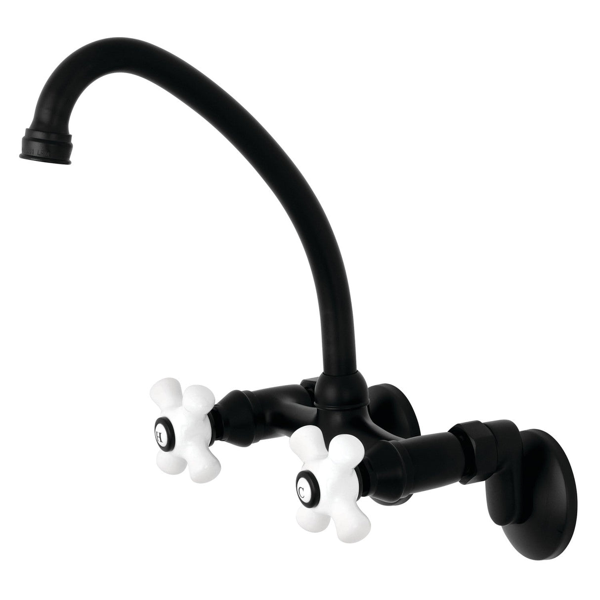 Kingston KS614MB Two-Handle 2-Hole Wall Mount Kitchen Faucet, Matte Black