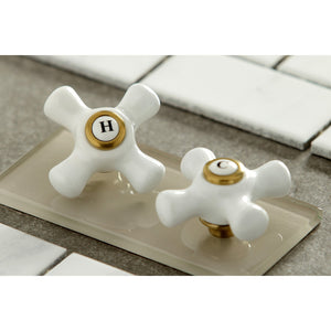 Kingston KS614SB Two-Handle 2-Hole Wall Mount Kitchen Faucet, Brushed Brass