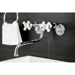 Kingston KS615C Two-Handle 2-Hole Wall Mount Bathroom Faucet, Polished Chrome