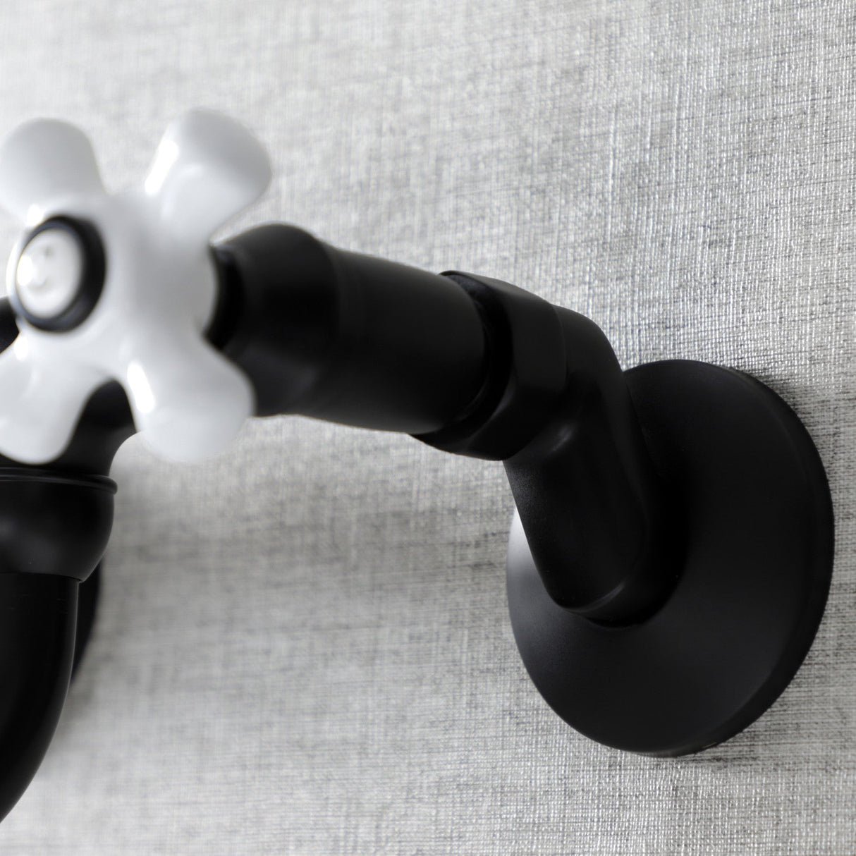 Kingston KS615MB Two-Handle 2-Hole Wall Mount Bathroom Faucet, Matte Black