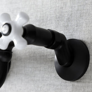 Kingston KS615MB Two-Handle 2-Hole Wall Mount Bathroom Faucet, Matte Black