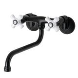 Kingston KS615MB Two-Handle 2-Hole Wall Mount Bathroom Faucet, Matte Black
