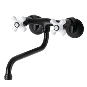 Kingston KS615MB Two-Handle 2-Hole Wall Mount Bathroom Faucet, Matte Black
