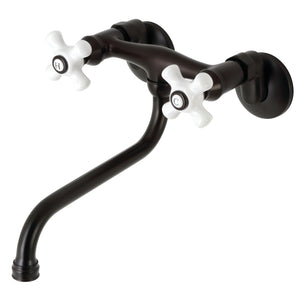 Kingston KS615ORB Two-Handle 2-Hole Wall Mount Bathroom Faucet, Oil Rubbed Bronze