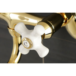 Kingston KS615PB Two-Handle 2-Hole Wall Mount Bathroom Faucet, Polished Brass