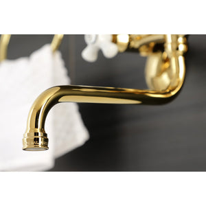 Kingston KS615PB Two-Handle 2-Hole Wall Mount Bathroom Faucet, Polished Brass