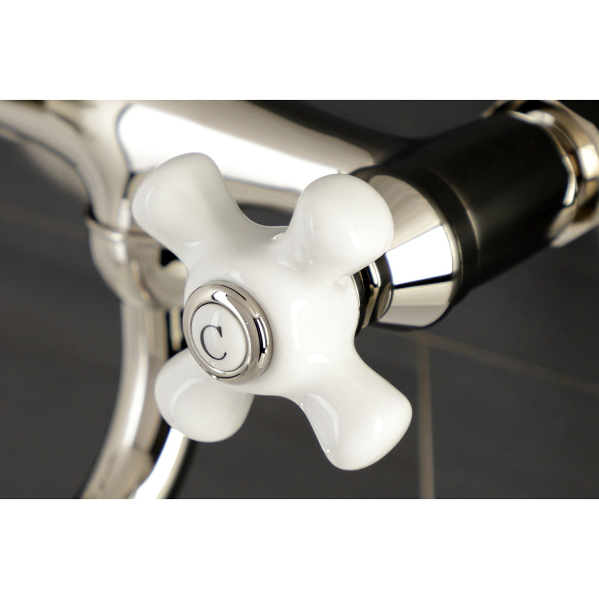 Kingston KS615PN Two-Handle 2-Hole Wall Mount Bathroom Faucet, Polished Nickel