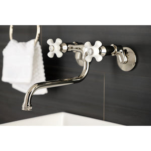 Kingston KS615PN Two-Handle 2-Hole Wall Mount Bathroom Faucet, Polished Nickel