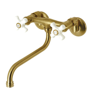 Kingston KS615SB Two-Handle 2-Hole Wall Mount Bathroom Faucet, Brushed Brass