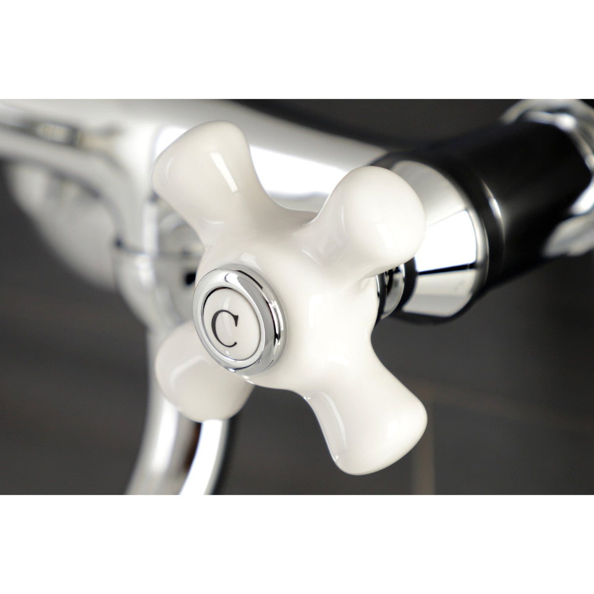 Kingston KS616C Two-Handle 2-Hole Wall Mount Bathroom Faucet, Polished Chrome