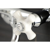 Kingston KS616C Two-Handle 2-Hole Wall Mount Bathroom Faucet, Polished Chrome