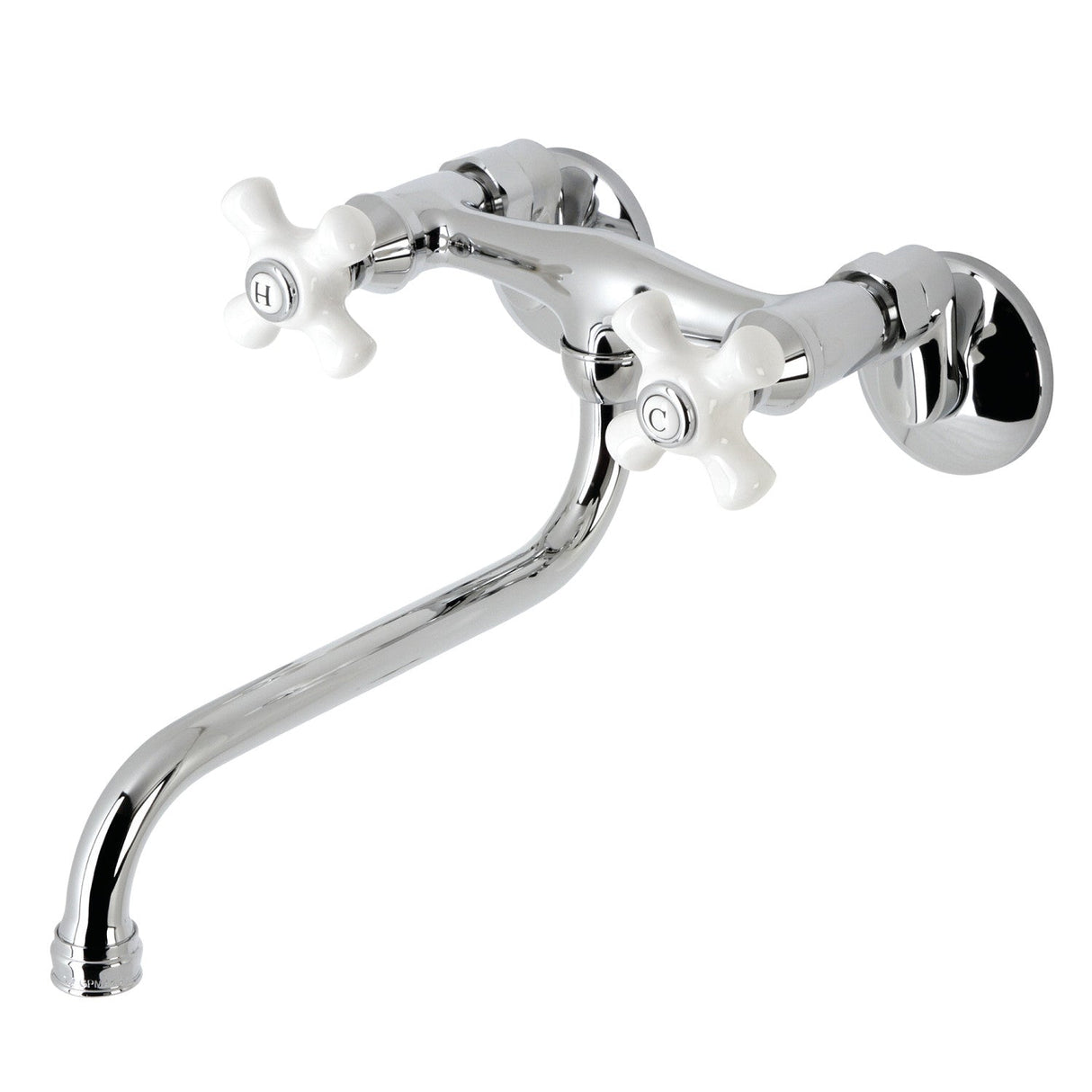 Kingston KS616C Two-Handle 2-Hole Wall Mount Bathroom Faucet, Polished Chrome