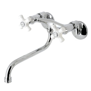 Kingston KS616C Two-Handle 2-Hole Wall Mount Bathroom Faucet, Polished Chrome
