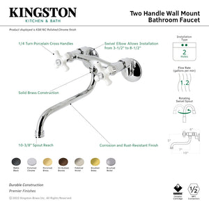 Kingston KS616ORB Two-Handle 2-Hole Wall Mount Bathroom Faucet, Oil Rubbed Bronze