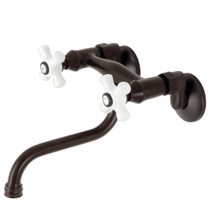 Kingston KS616ORB Two-Handle 2-Hole Wall Mount Bathroom Faucet, Oil Rubbed Bronze