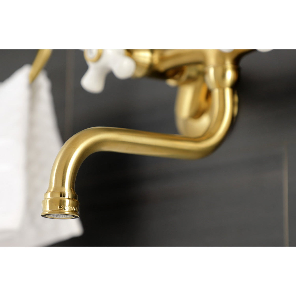Kingston KS616SB Two-Handle 2-Hole Wall Mount Bathroom Faucet, Brushed Brass