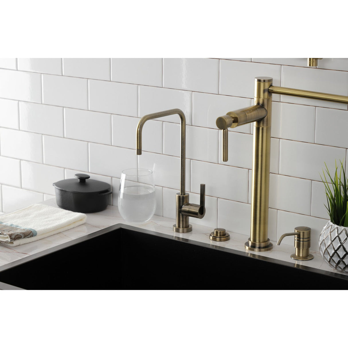 Continental KS6193CTL Single-Handle 1-Hole Deck Mount Water Filtration Faucet, Antique Brass