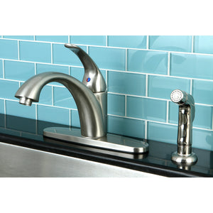 Vintage KS6578VLSP Single-Handle 2-or-4 Hole Deck Mount Kitchen Faucet with Plastic Sprayer, Brushed Nickel