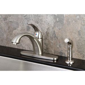 Vintage KS6578VLSP Single-Handle 2-or-4 Hole Deck Mount Kitchen Faucet with Plastic Sprayer, Brushed Nickel