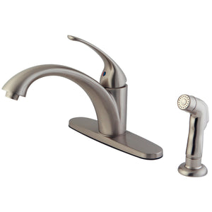 Vintage KS6578VLSP Single-Handle 2-or-4 Hole Deck Mount Kitchen Faucet with Plastic Sprayer, Brushed Nickel