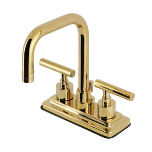 Manhattan KS6642CML Two-Handle 3-Hole Deck Mount 4" Centerset Bathroom Faucet with Brass Pop-Up, Polished Brass