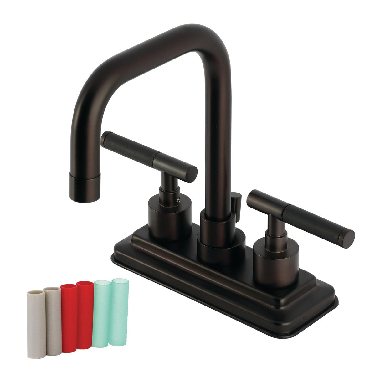 Kaiser KS6645CKL Two-Handle 3-Hole Deck Mount 4" Centerset Bathroom Faucet with Brass Pop-Up, Oil Rubbed Bronze