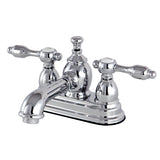 Tudor KS7001TAL Two-Handle 3-Hole Deck Mount 4" Centerset Bathroom Faucet with Brass Pop-Up, Polished Chrome