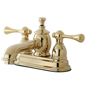 Vintage KS7002BL Two-Handle 3-Hole Deck Mount 4" Centerset Bathroom Faucet with Brass Pop-Up, Polished Brass