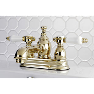 Bel-Air KS7002BPL Two-Handle 3-Hole Deck Mount 4" Centerset Bathroom Faucet with Brass Pop-Up, Polished Brass