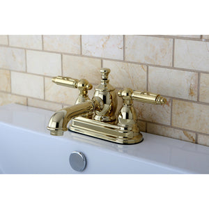 Georgian KS7002GL Two-Handle 3-Hole Deck Mount 4" Centerset Bathroom Faucet with Brass Pop-Up, Polished Brass