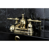 Naples KS7002NL Two-Handle 3-Hole Deck Mount 4" Centerset Bathroom Faucet with Brass Pop-Up, Polished Brass