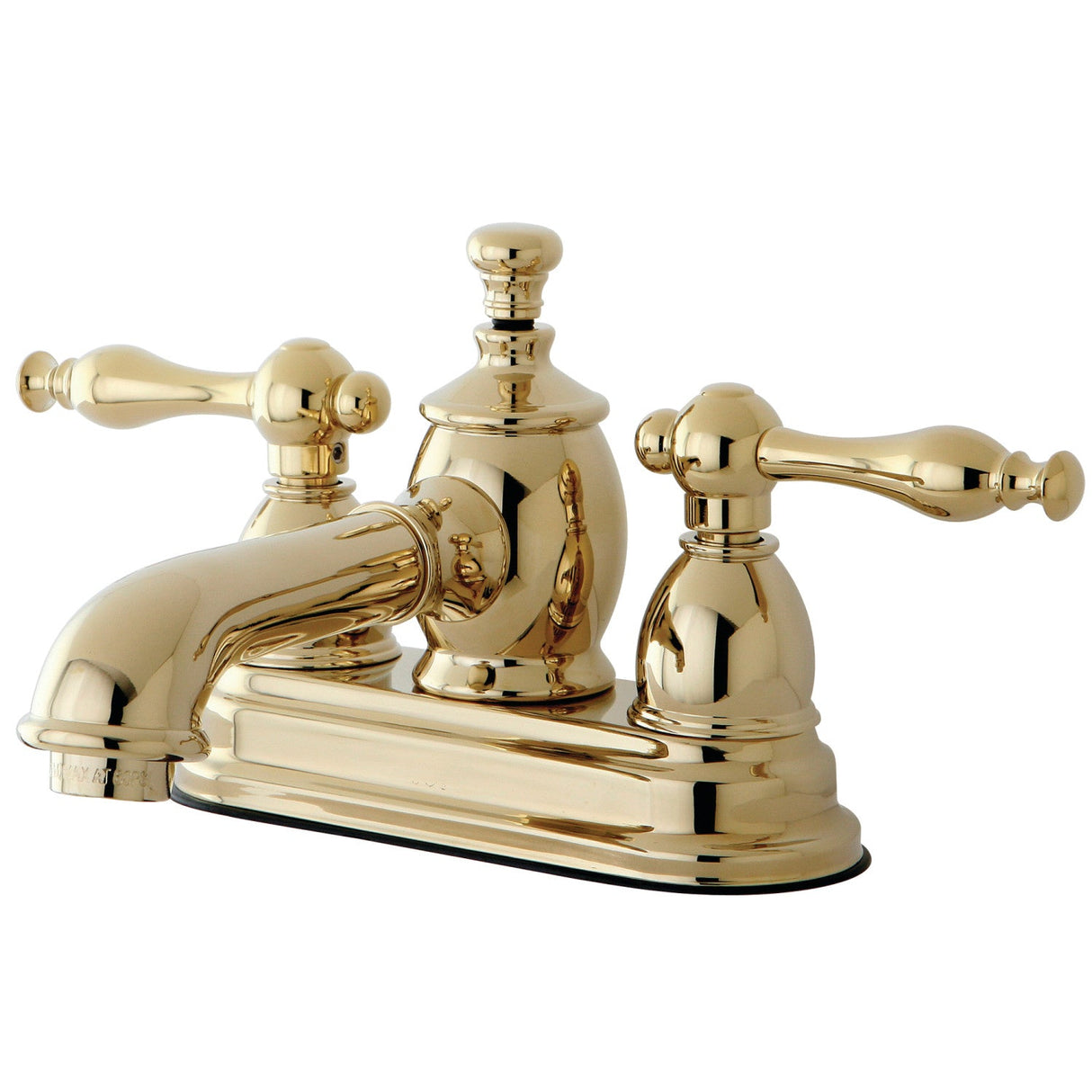 Naples KS7002NL Two-Handle 3-Hole Deck Mount 4" Centerset Bathroom Faucet with Brass Pop-Up, Polished Brass