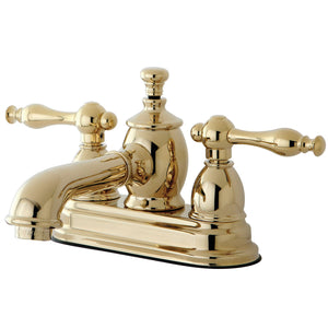 Naples KS7002NL Two-Handle 3-Hole Deck Mount 4" Centerset Bathroom Faucet with Brass Pop-Up, Polished Brass