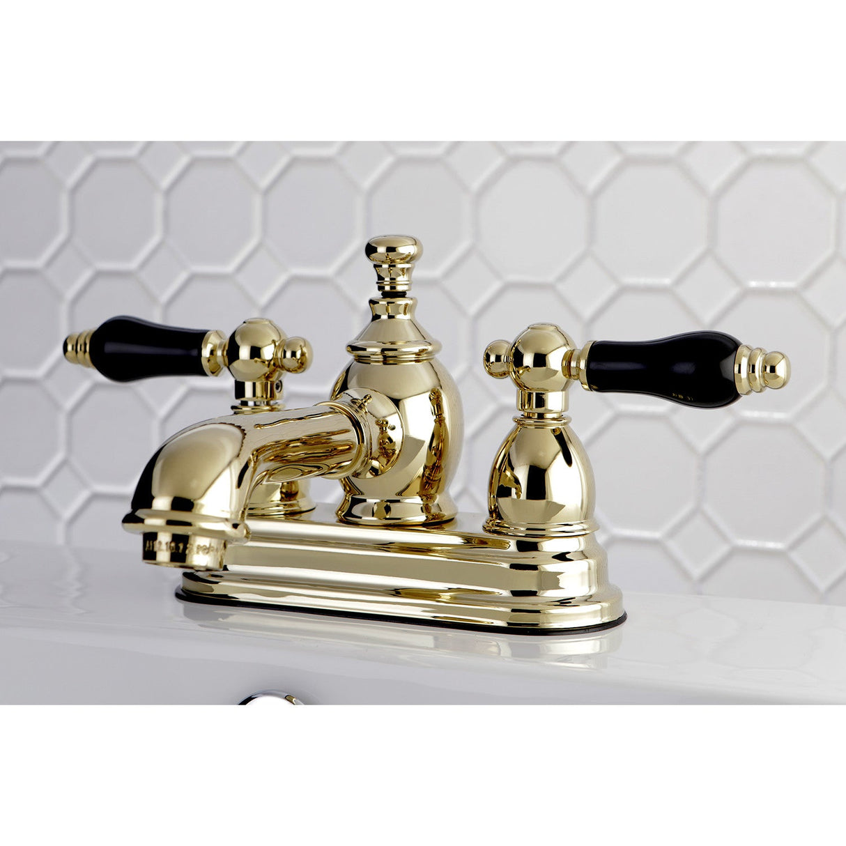 Duchess KS7002PKL Two-Handle 3-Hole Deck Mount 4" Centerset Bathroom Faucet with Brass Pop-Up, Polished Brass