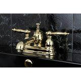 Templeton KS7002TL Two-Handle 3-Hole Deck Mount 4" Centerset Bathroom Faucet with Brass Pop-Up, Polished Brass