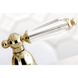 Wilshire KS7002WLL Two-Handle 3-Hole Deck Mount 4" Centerset Bathroom Faucet with Brass Pop-Up, Polished Brass