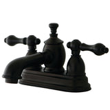 English Country KS7005AL Two-Handle 3-Hole Deck Mount 4" Centerset Bathroom Faucet with Brass Pop-Up, Oil Rubbed Bronze