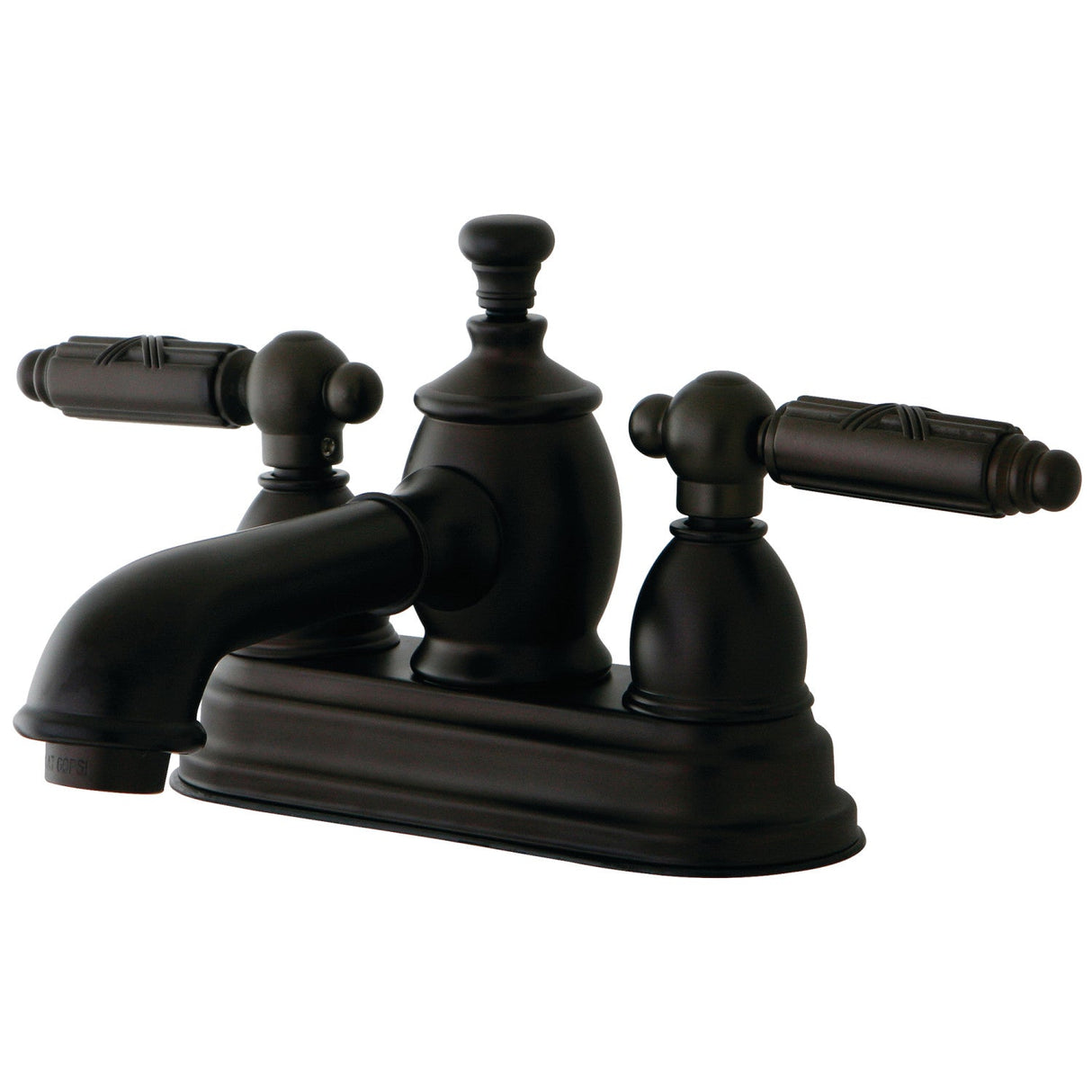 Georgian KS7005GL Two-Handle 3-Hole Deck Mount 4" Centerset Bathroom Faucet with Brass Pop-Up, Oil Rubbed Bronze