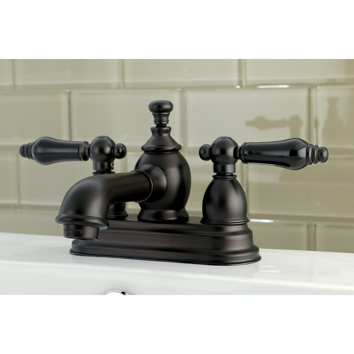 Duchess KS7005PKL Two-Handle 3-Hole Deck Mount 4" Centerset Bathroom Faucet with Brass Pop-Up, Oil Rubbed Bronze