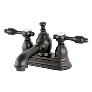Tudor KS7005TAL Two-Handle 3-Hole Deck Mount 4" Centerset Bathroom Faucet with Brass Pop-Up, Oil Rubbed Bronze