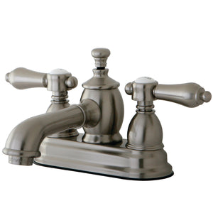Heirloom KS7008BAL Two-Handle 3-Hole Deck Mount 4" Centerset Bathroom Faucet with Brass Pop-Up, Brushed Nickel