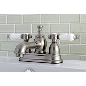 Bel-Air KS7008BPL Two-Handle 3-Hole Deck Mount 4" Centerset Bathroom Faucet with Brass Pop-Up, Brushed Nickel