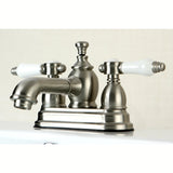 Bel-Air KS7008BPL Two-Handle 3-Hole Deck Mount 4" Centerset Bathroom Faucet with Brass Pop-Up, Brushed Nickel
