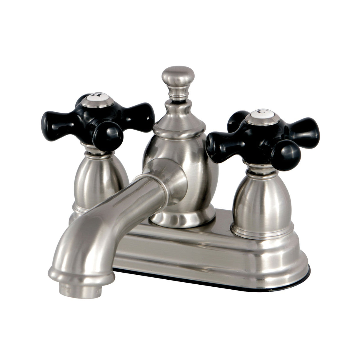 Duchess KS7008PKX Two-Handle 3-Hole Deck Mount 4" Centerset Bathroom Faucet with Brass Pop-Up, Brushed Nickel