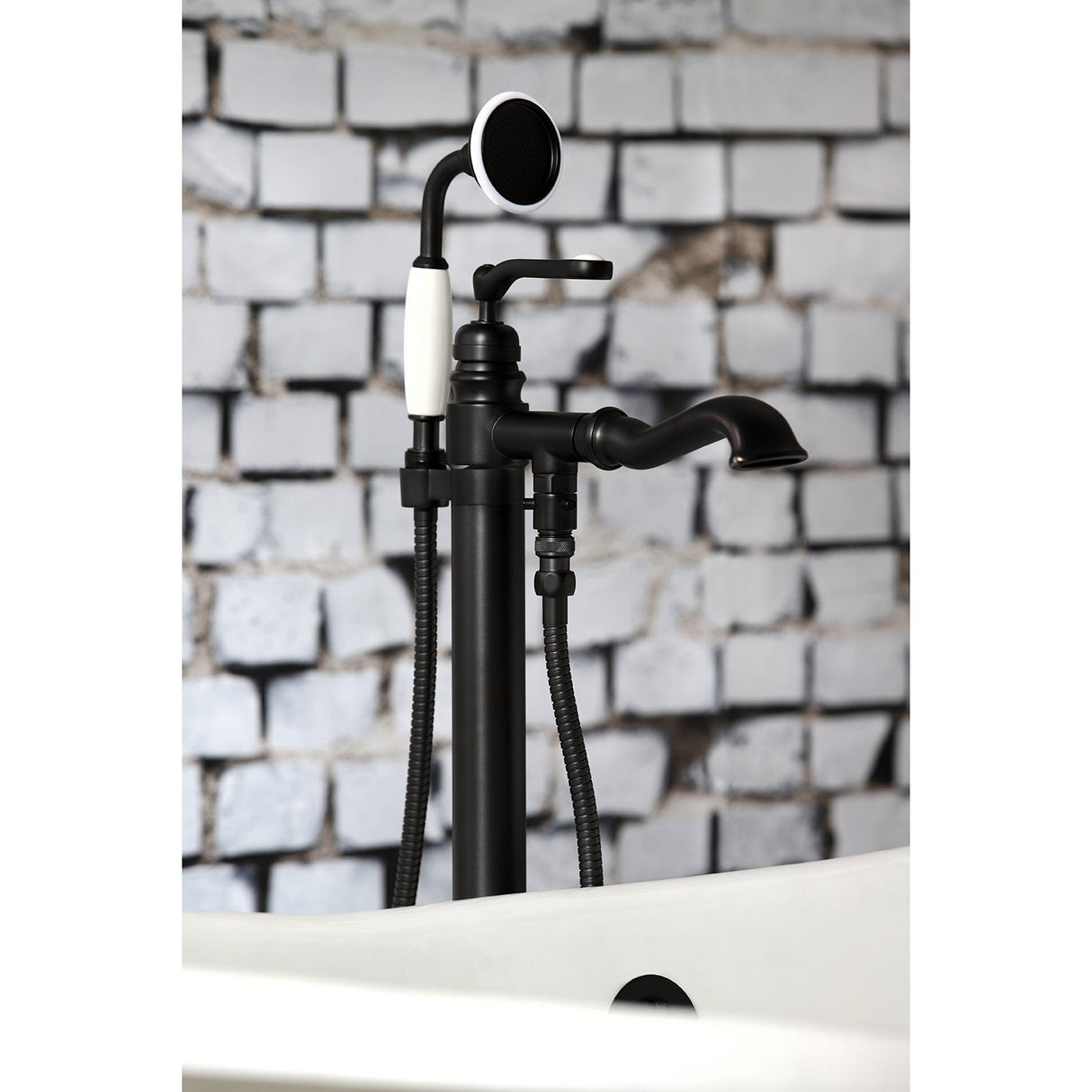 Royale KS7010RL Single-Handle 1-Hole Freestanding Tub Faucet with Hand Shower, Matte Black