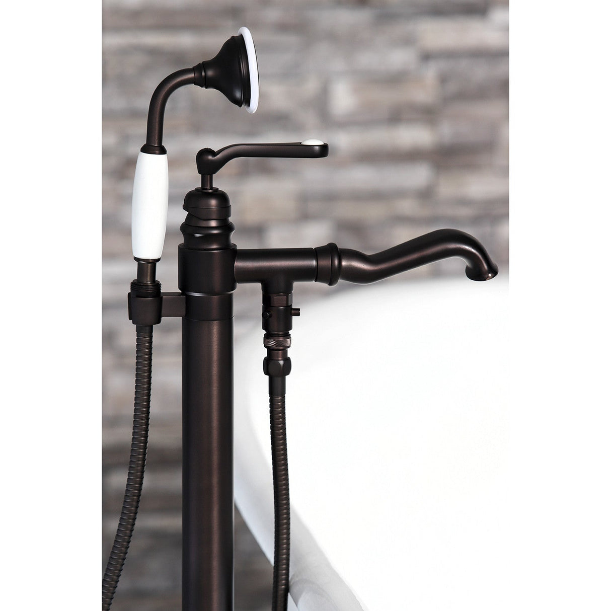 Royale KS7015RL Single-Handle 1-Hole Freestanding Tub Faucet with Hand Shower, Oil Rubbed Bronze