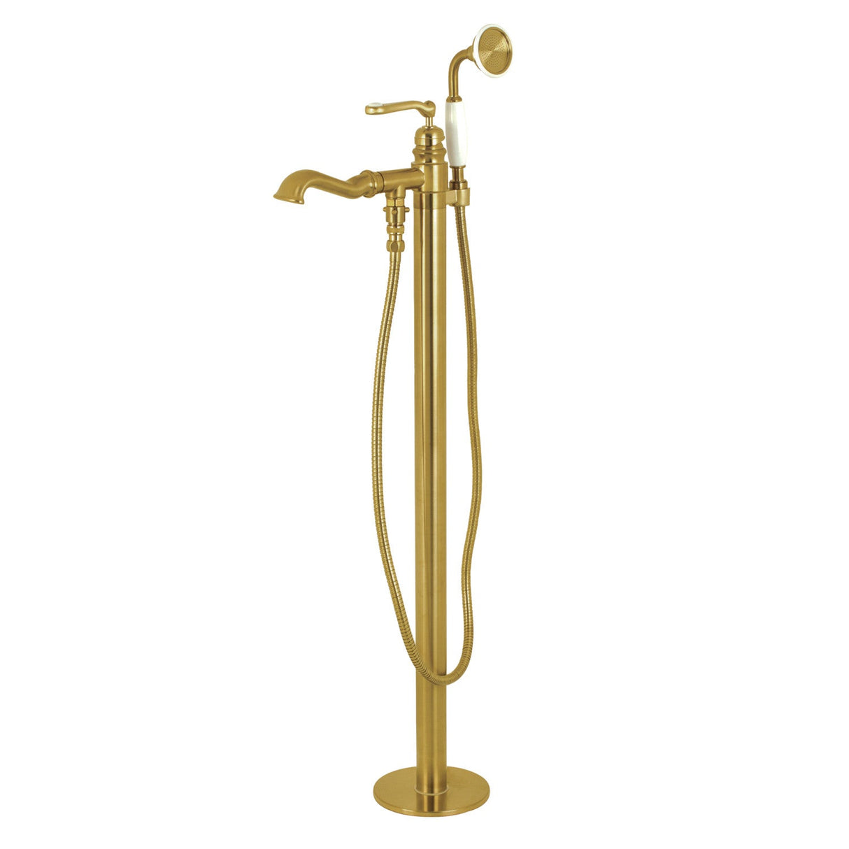 Royale KS7017RL Single-Handle 1-Hole Freestanding Tub Faucet with Hand Shower, Brushed Brass