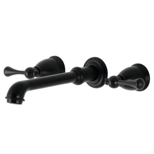 English Country KS7020BL Two-Handle 3-Hole Wall Mount Roman Tub Faucet, Matte Black