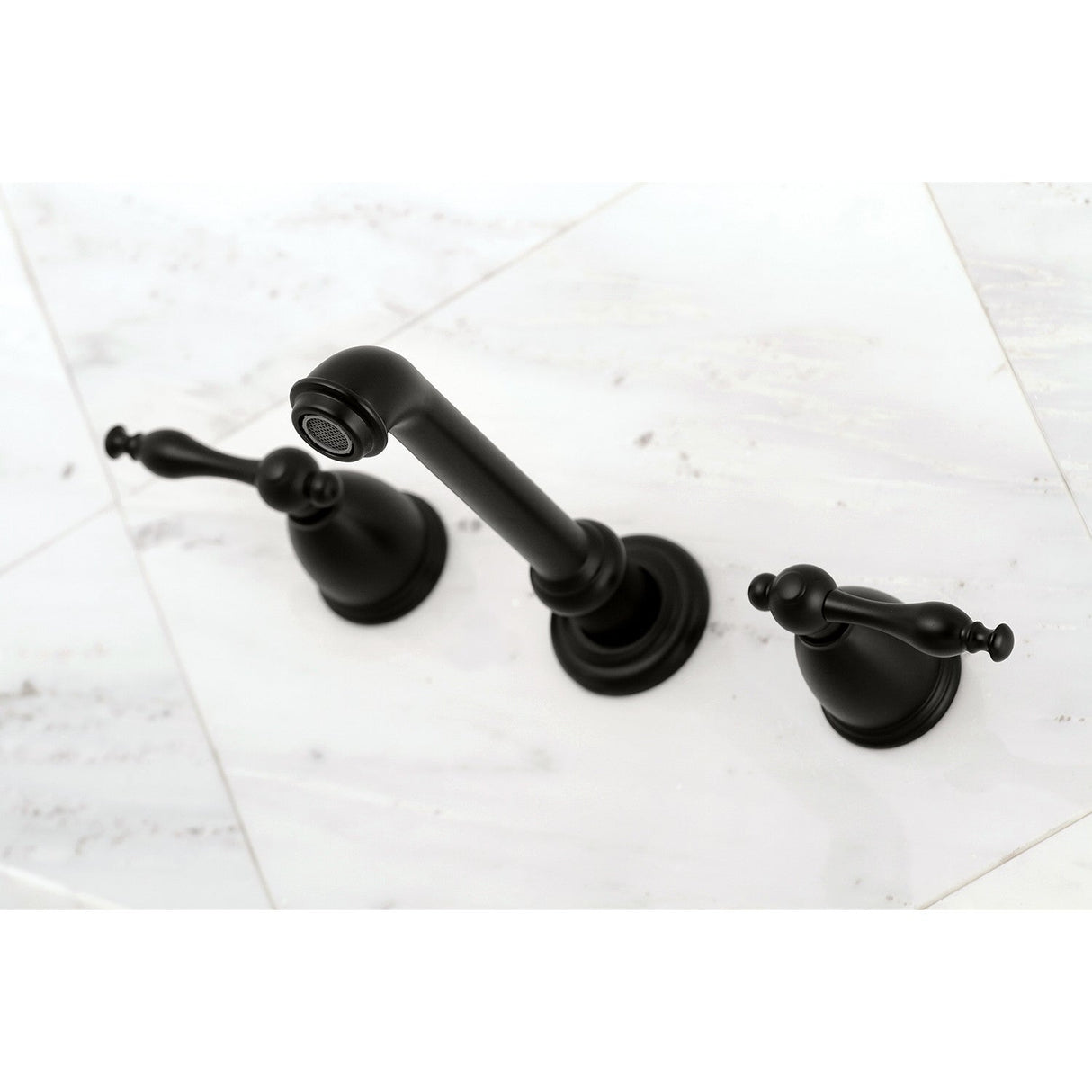 Naples KS7020NL Two-Handle 3-Hole Wall Mount Roman Tub Faucet, Matte Black
