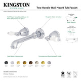 English Vintage KS7020PL Two-Handle 3-Hole Wall Mount Roman Tub Faucet, Matte Black